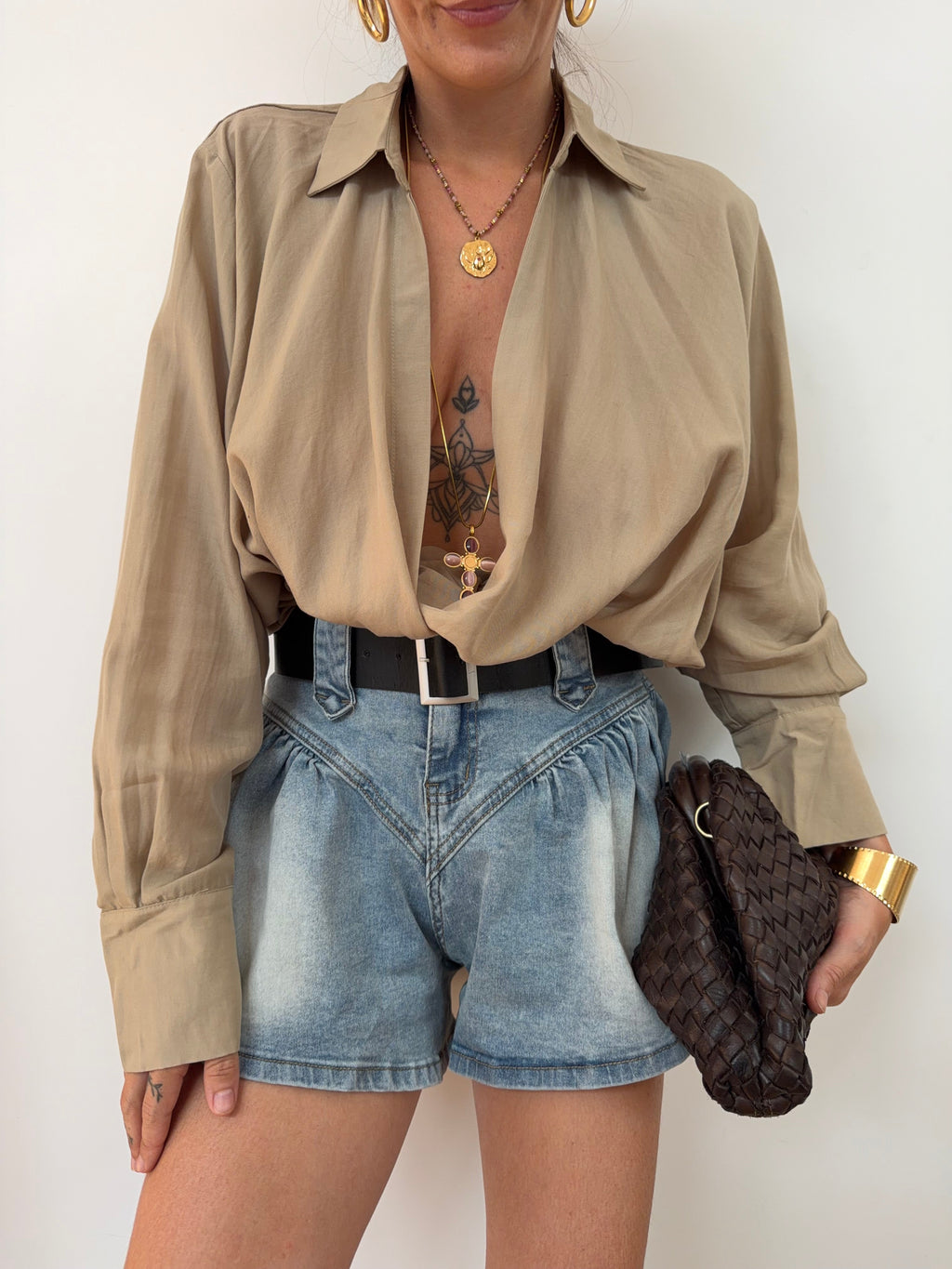 Chemise fluide croisée - sable