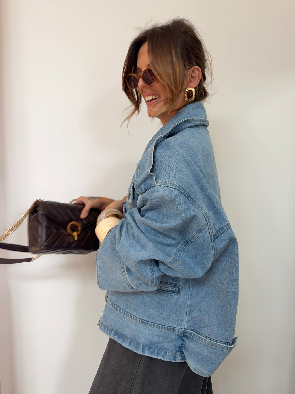 Veste en jean oversize - bleu clair