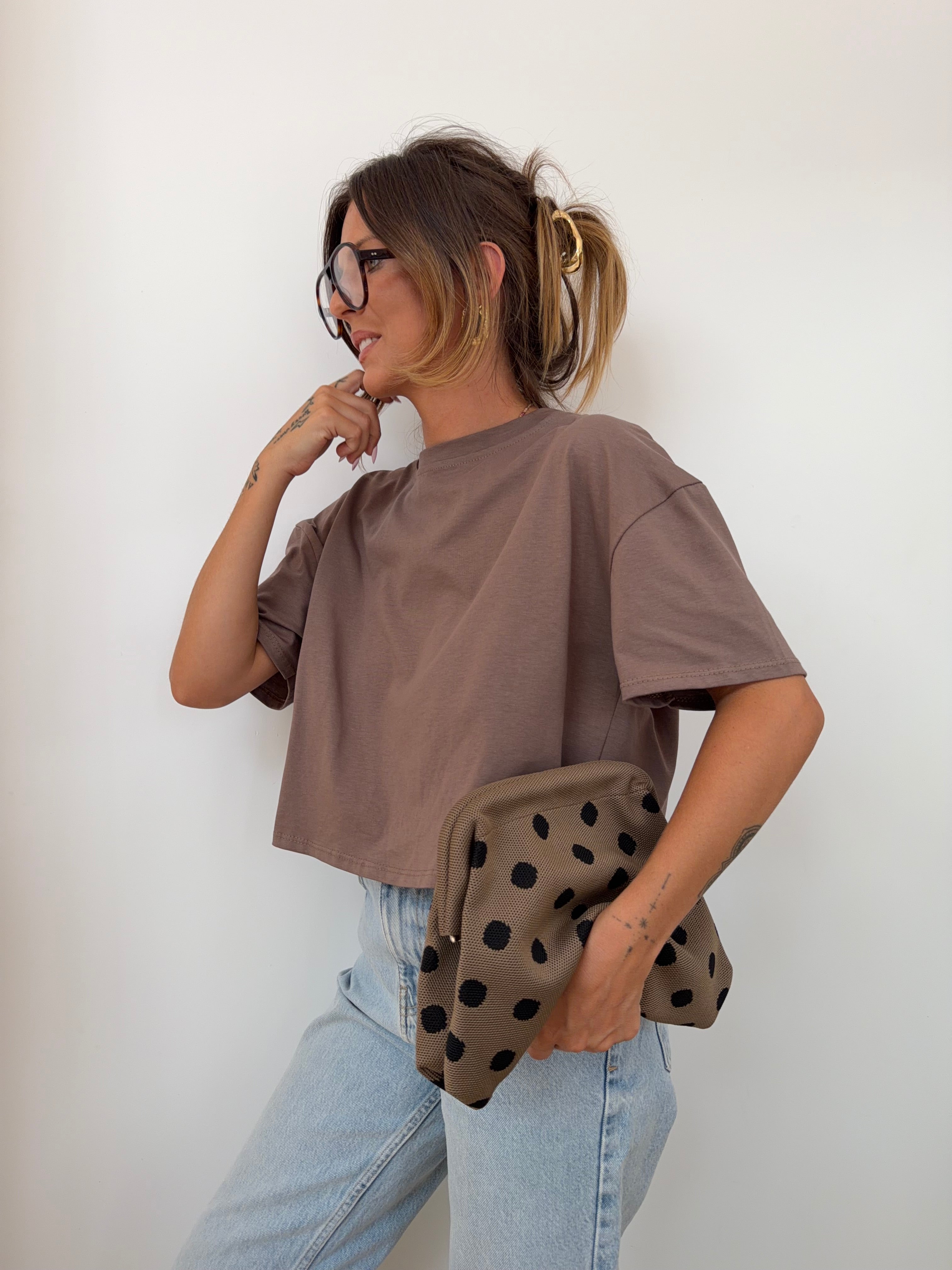 Pochette - à pois taupe
