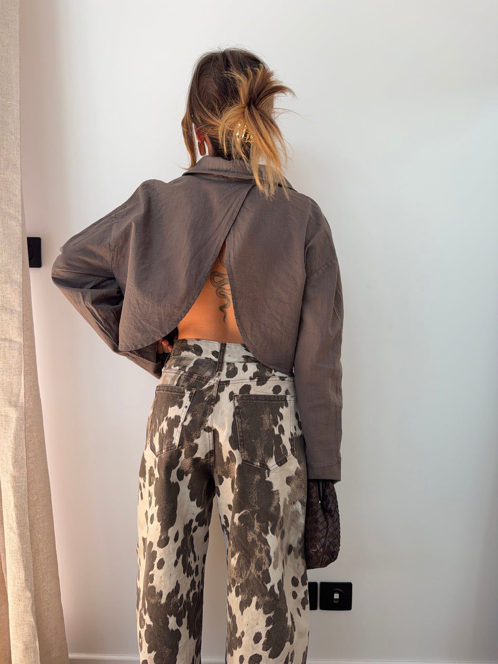 Chemise lin courte Lover's - taupe
