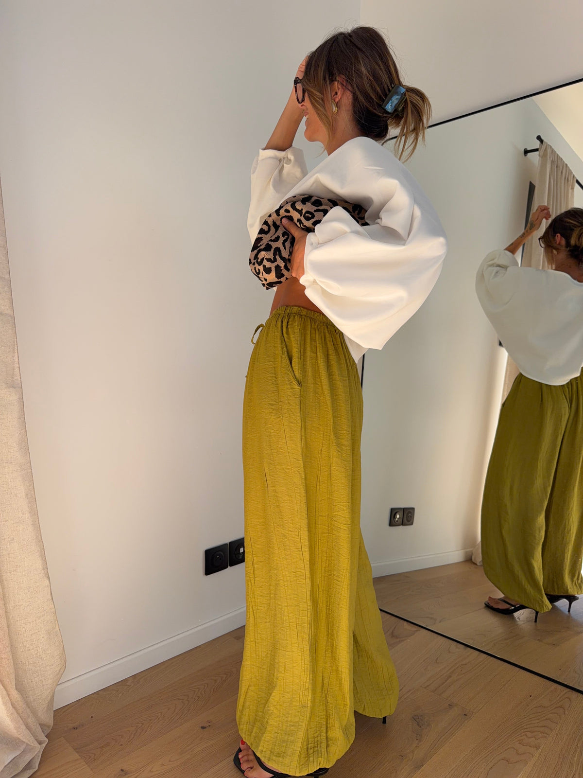 Pantalon en viscose - vert anis