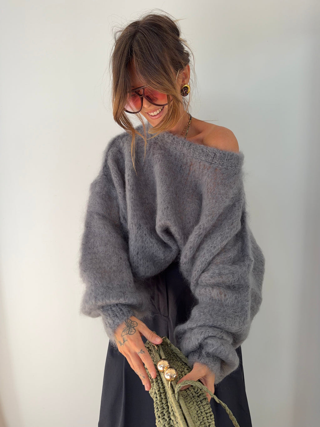 Pull 80% Mohair - gris