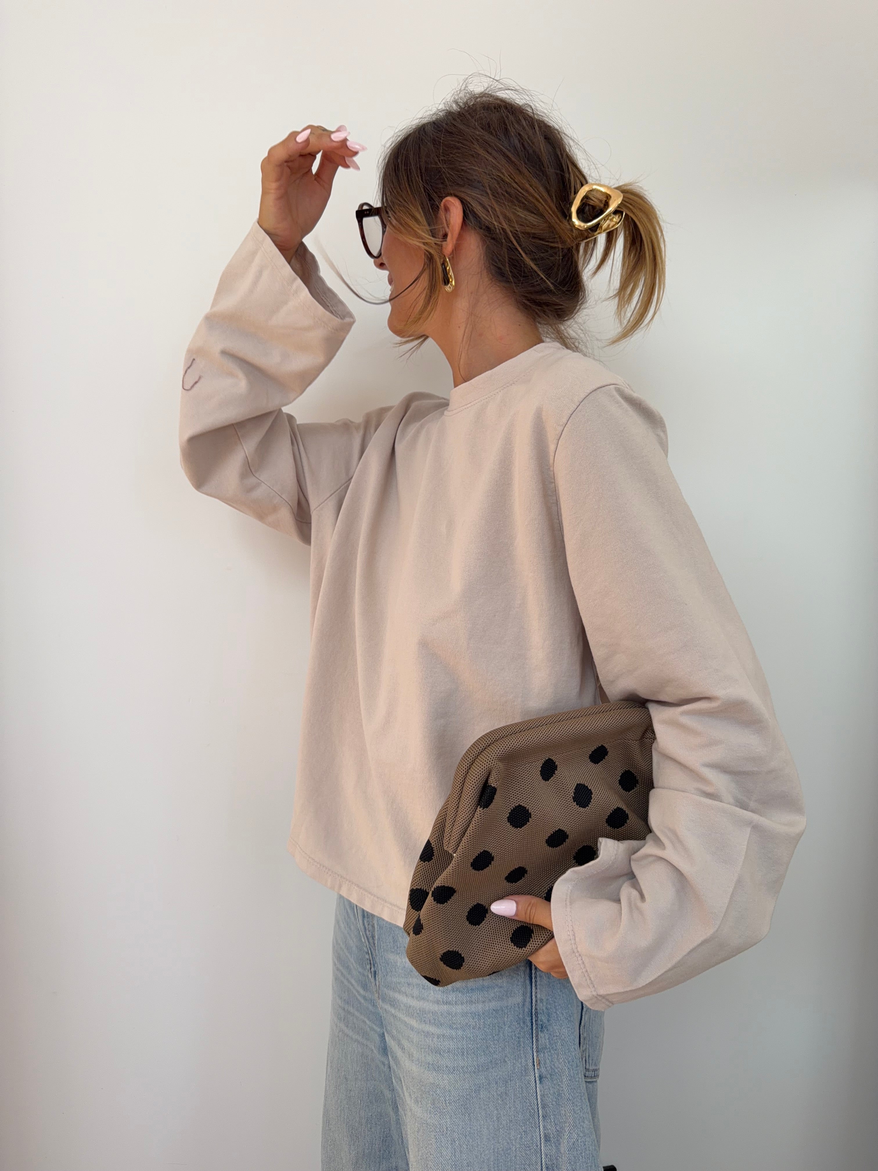 Haut manches longues dos nu - beige