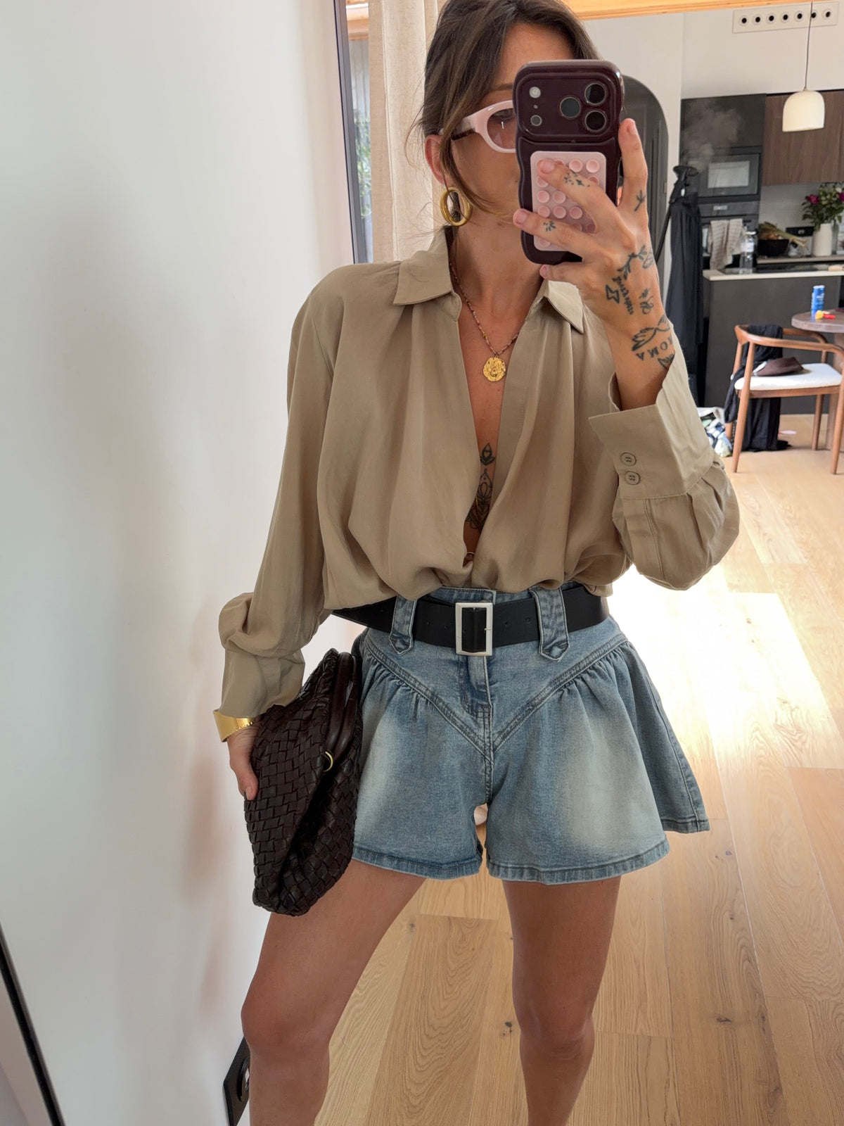 Short en jean bouffant