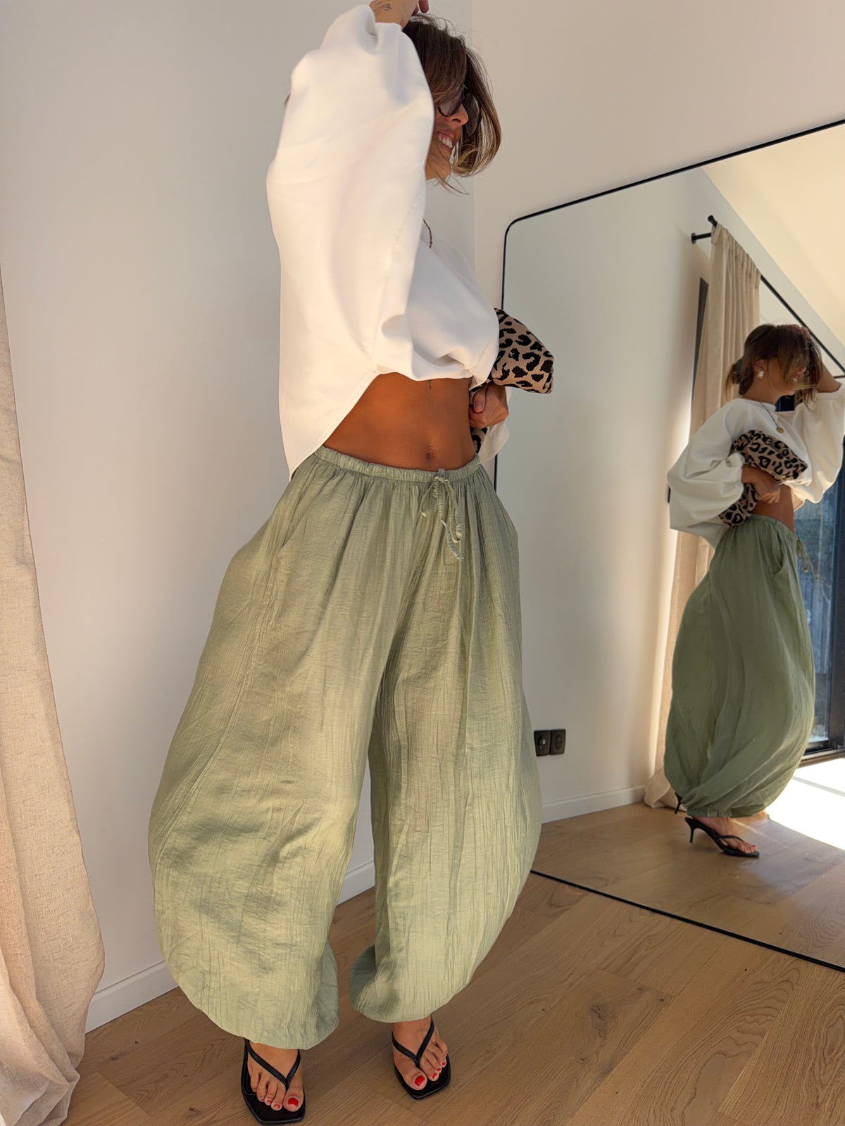 Pantalon en viscose - vert d'eau