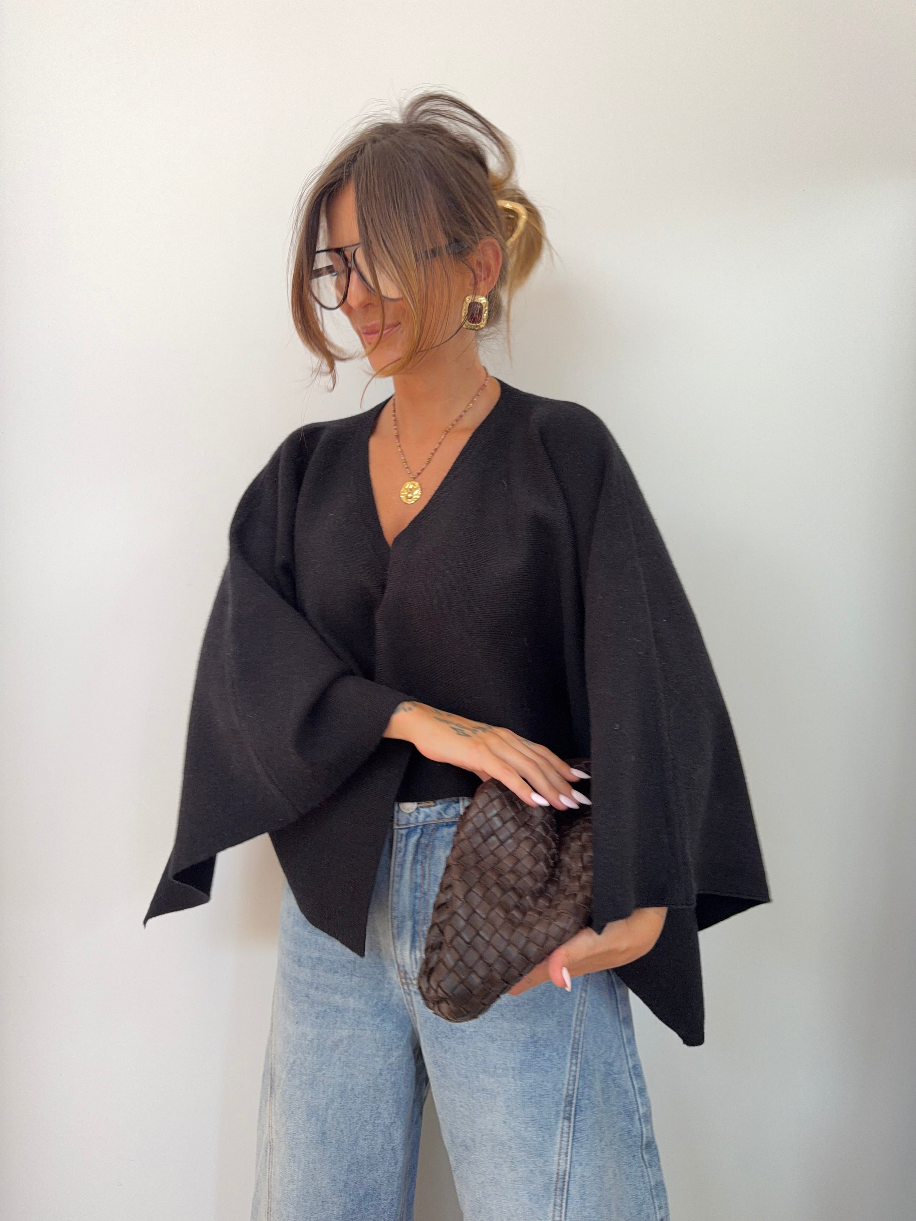 Pull col V cape - noir