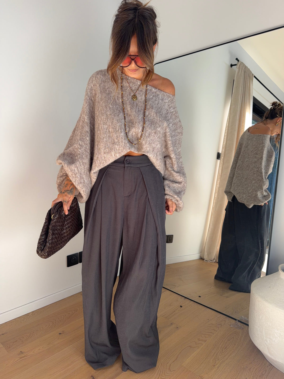 Pantalon droit - gris