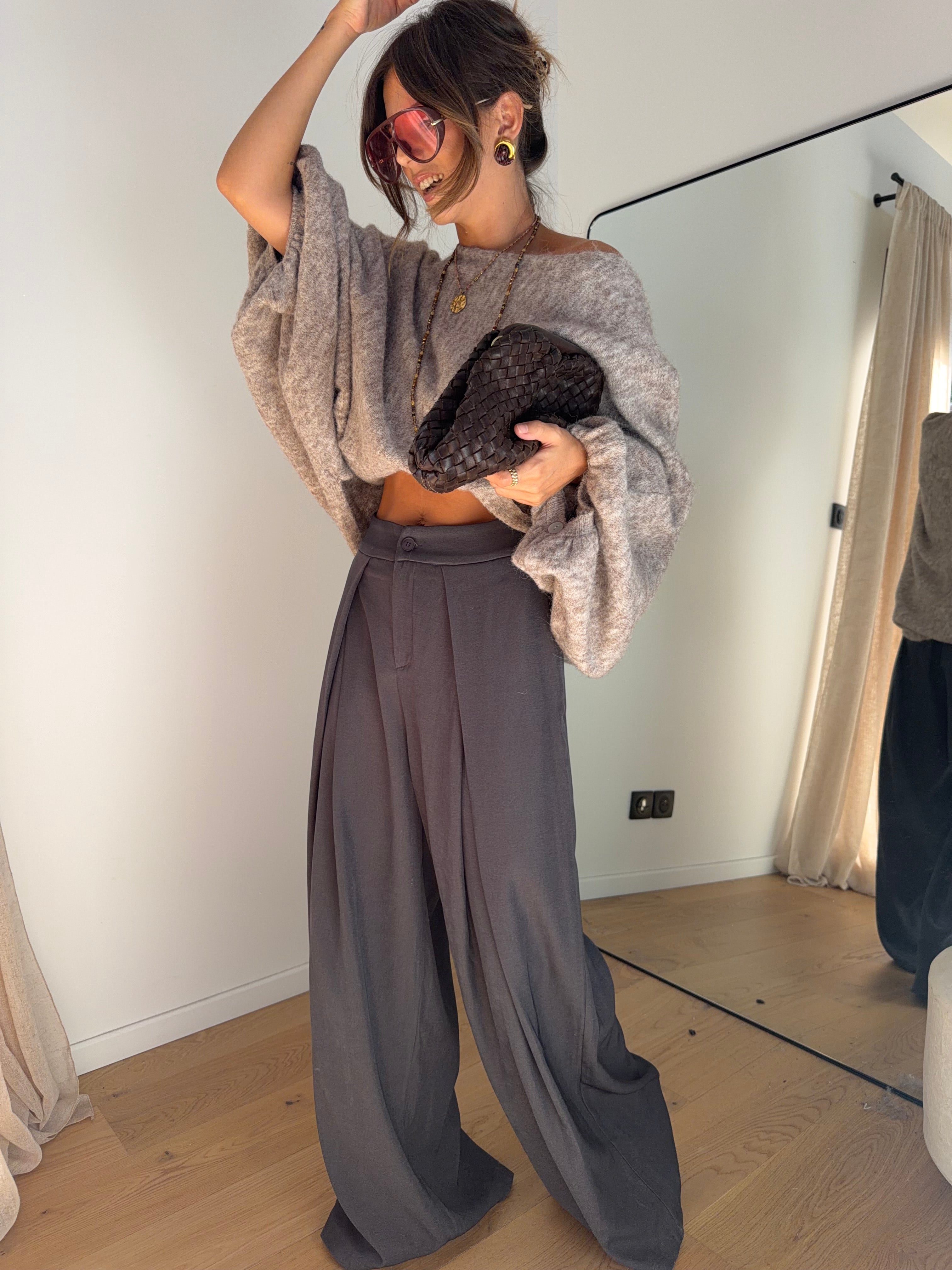Pantalon droit - gris