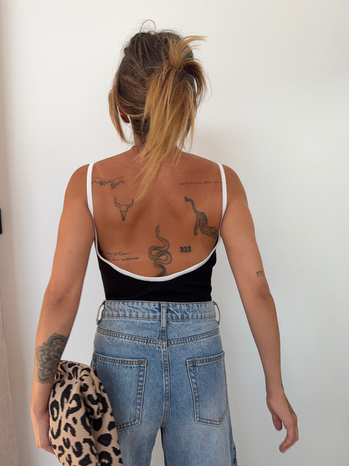 Body à coutures - noir et blanc