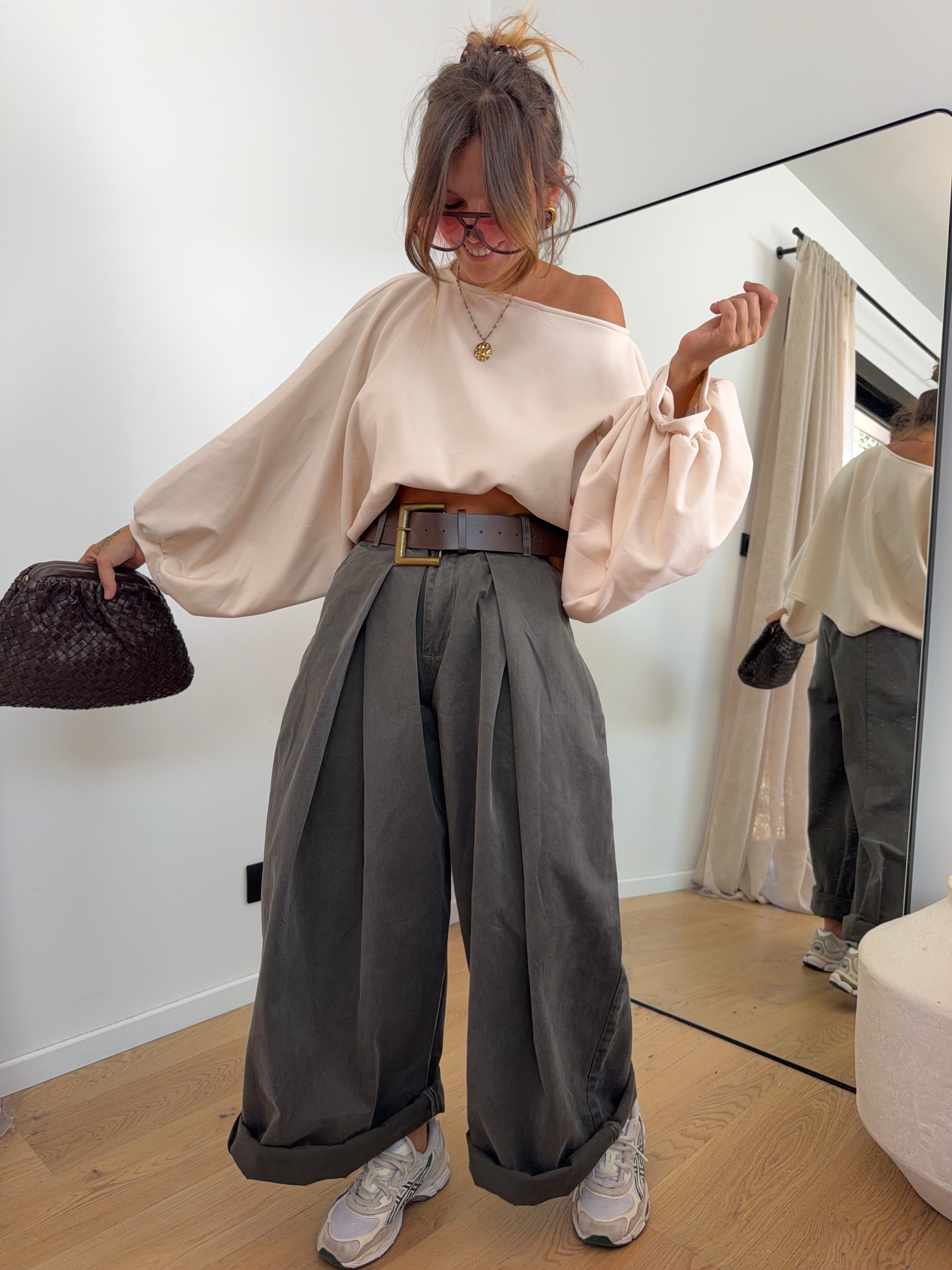 Pantalon  & ceinture Brune - kaki foncé