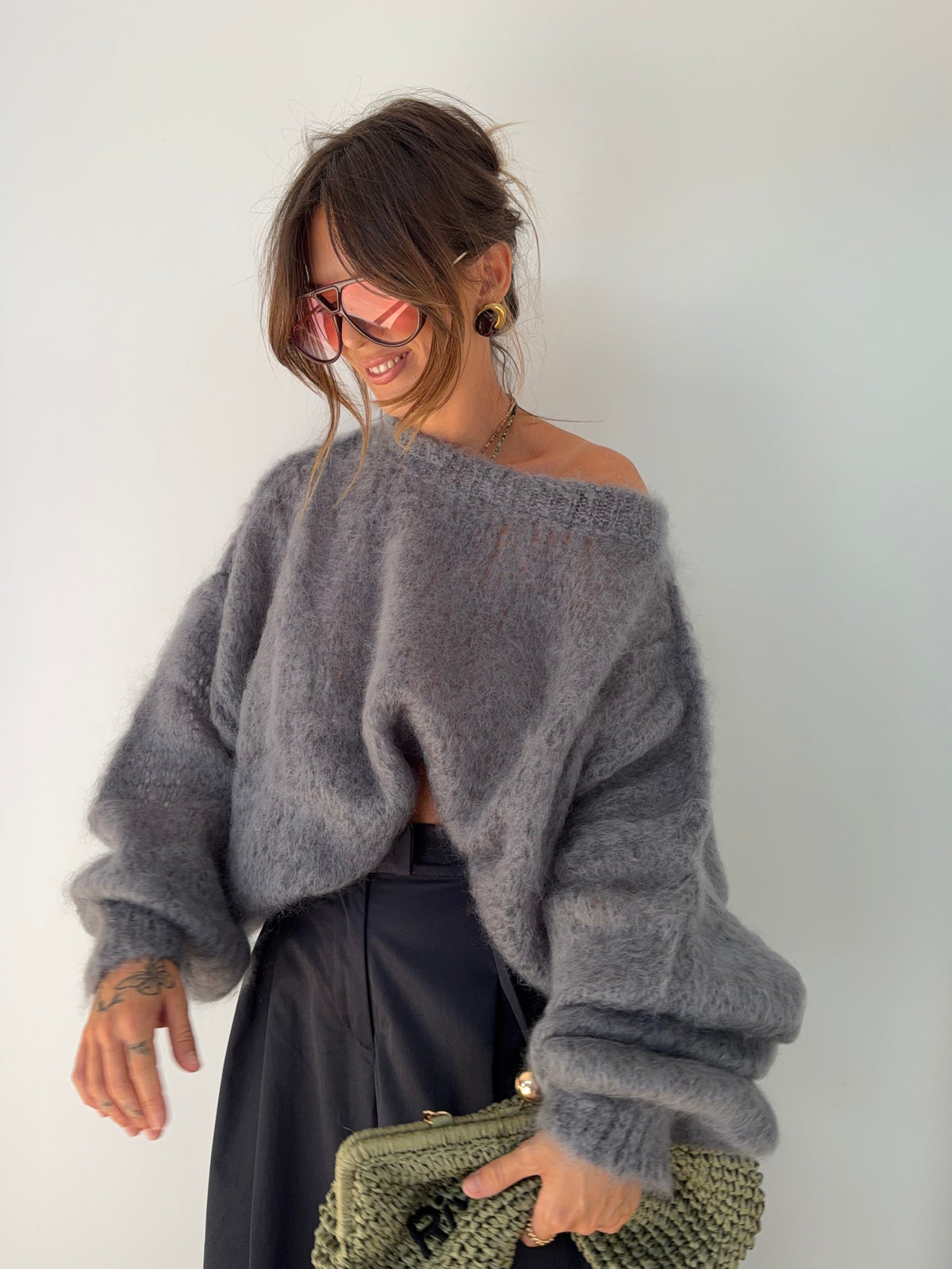 Pull 80% Mohair - gris