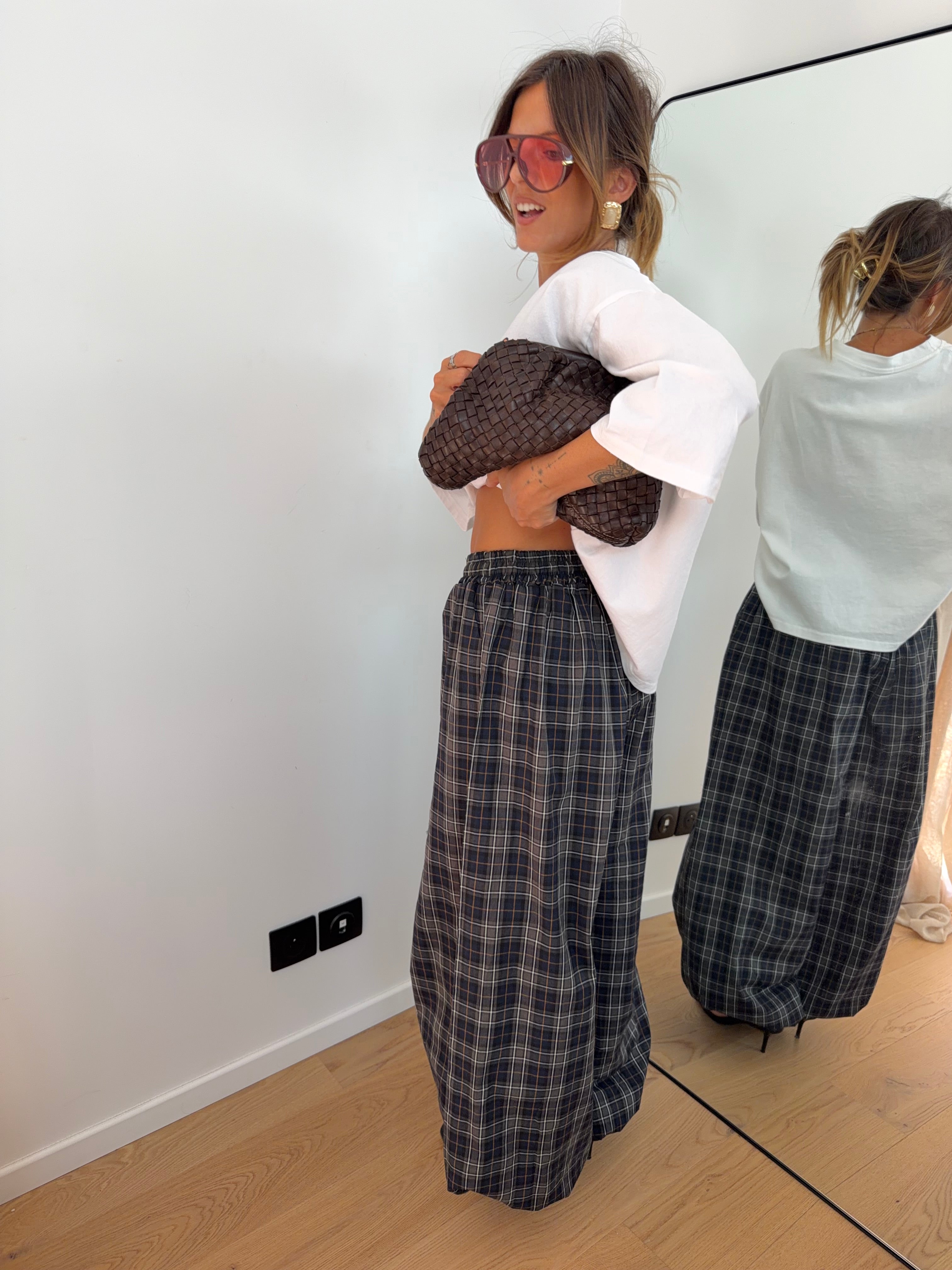 Pantalon à carreaux - kaki