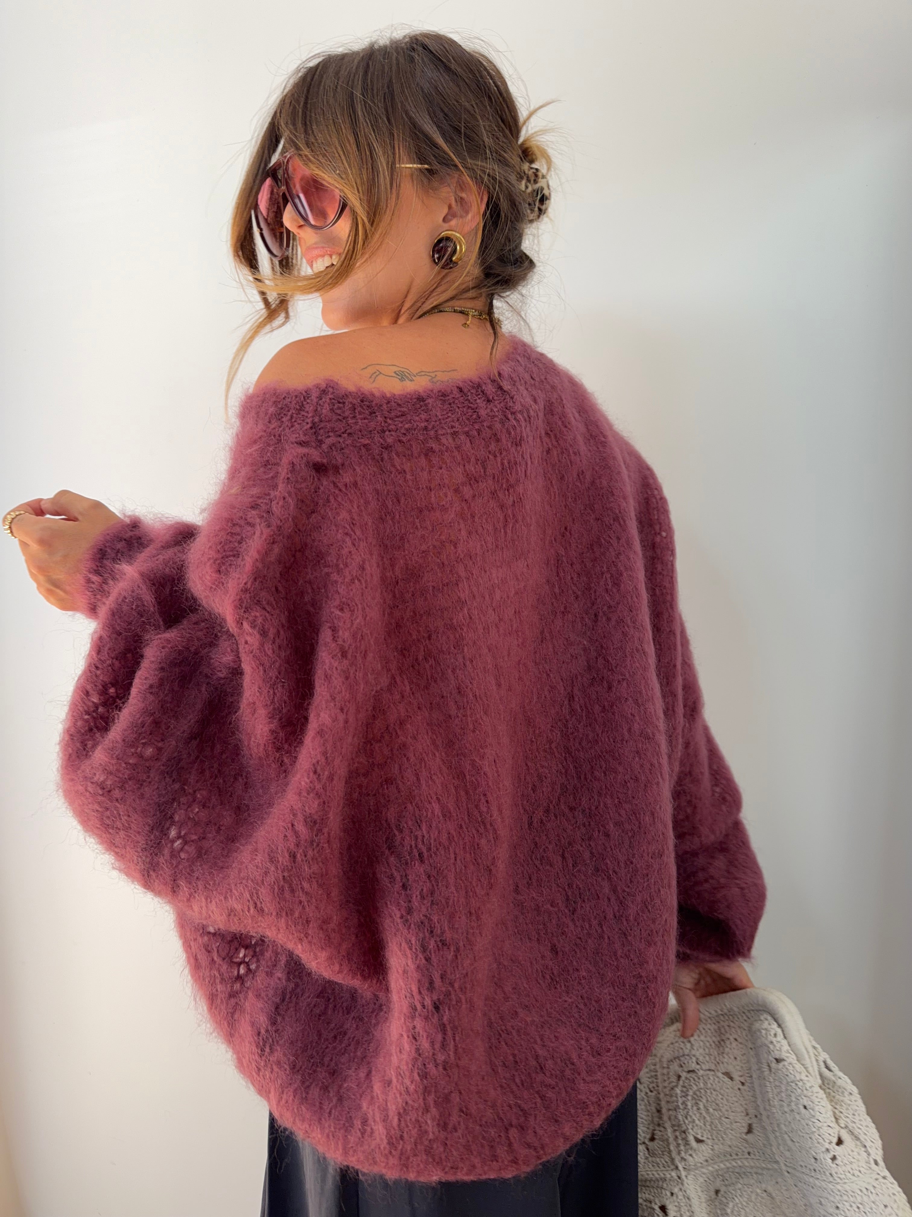 Pull 80% Mohair - vino (pré commande)