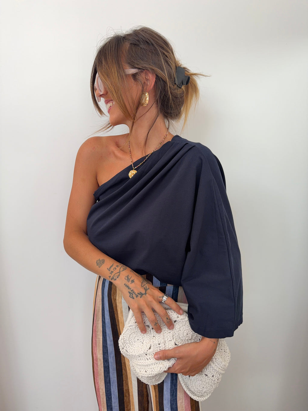 T-shirt asymétrique - bleu marine
