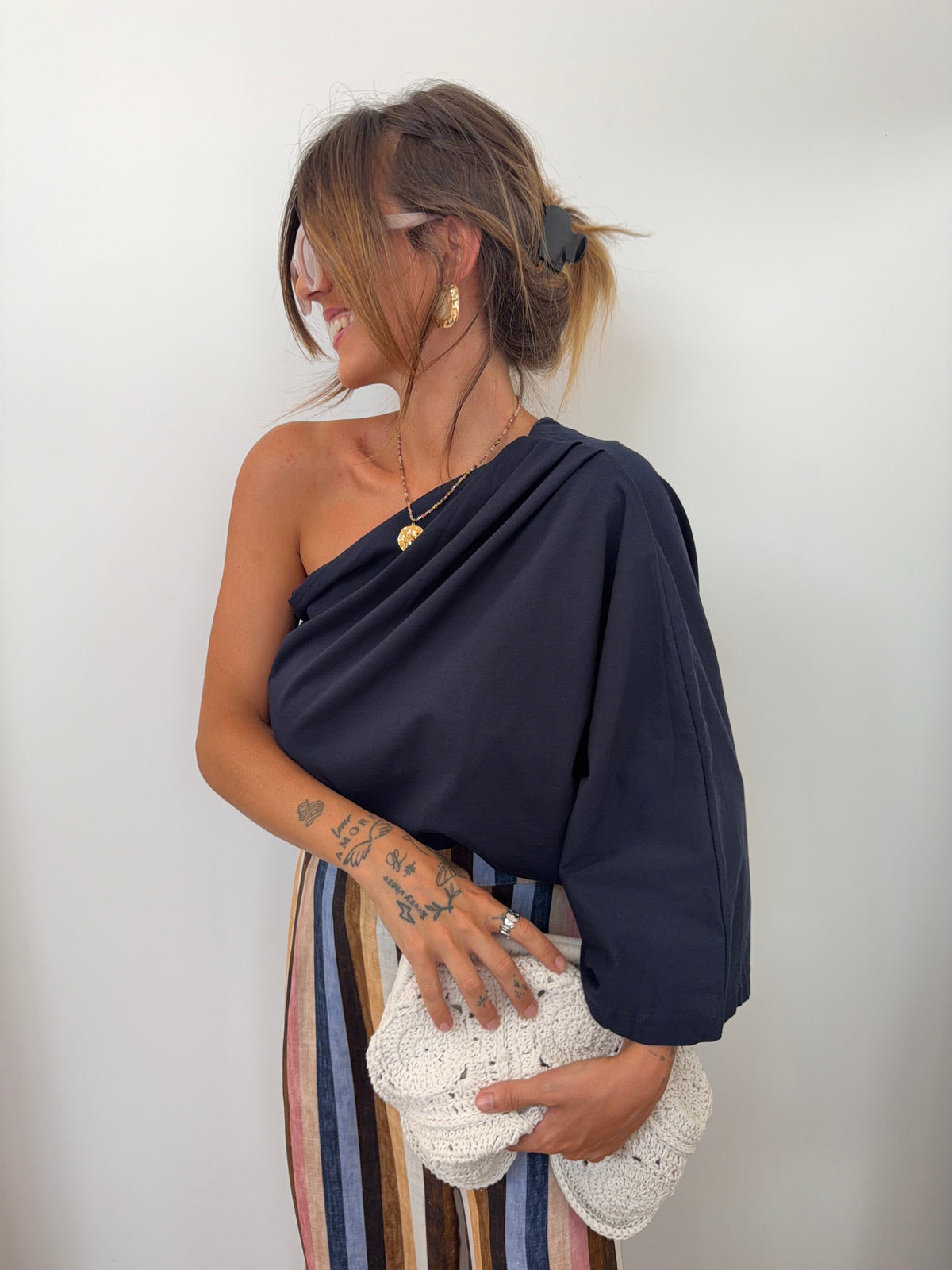 T-shirt asymétrique - bleu marine