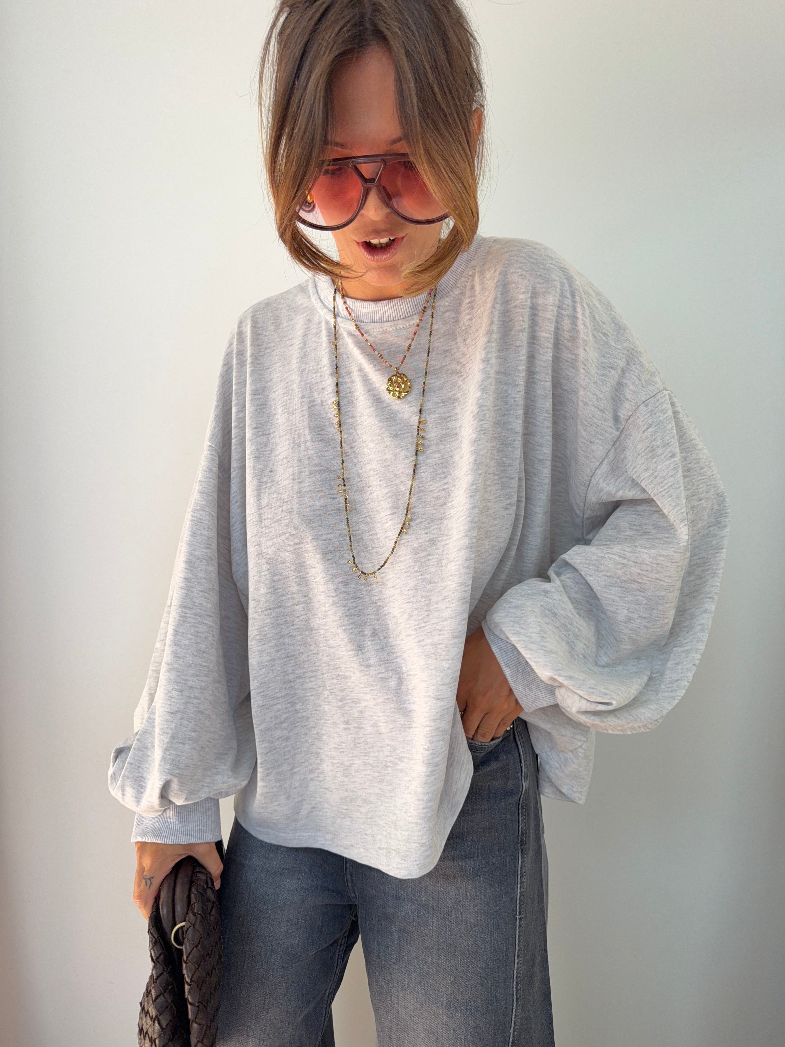 T-shirt long Mia - gris chiné