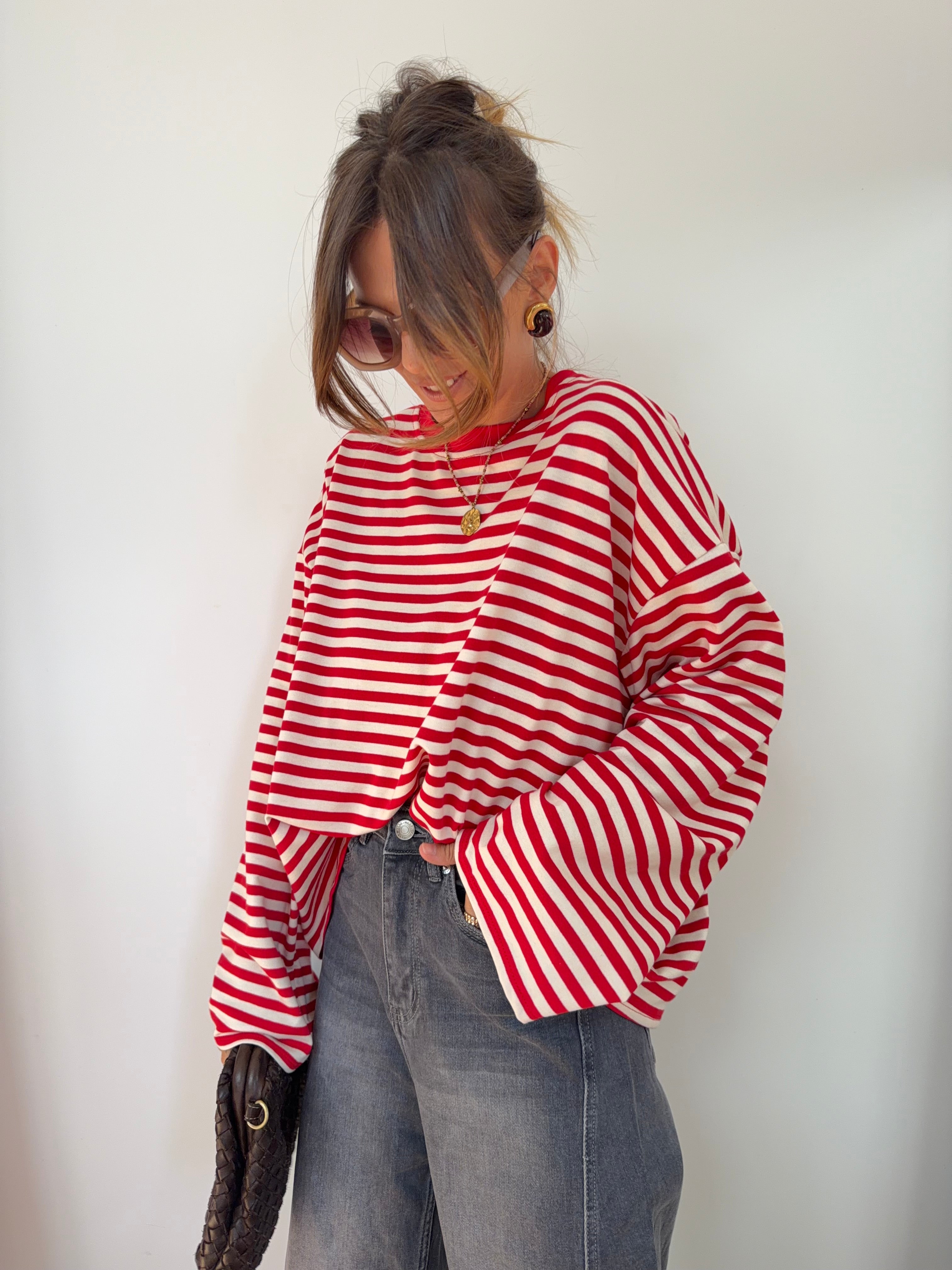 Sweat marinière rouge