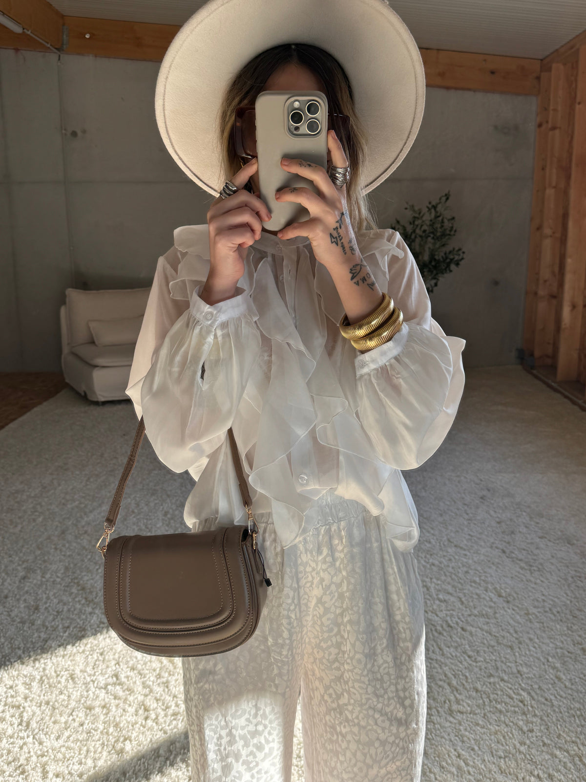 Sac à bandoulière taupe -Maria