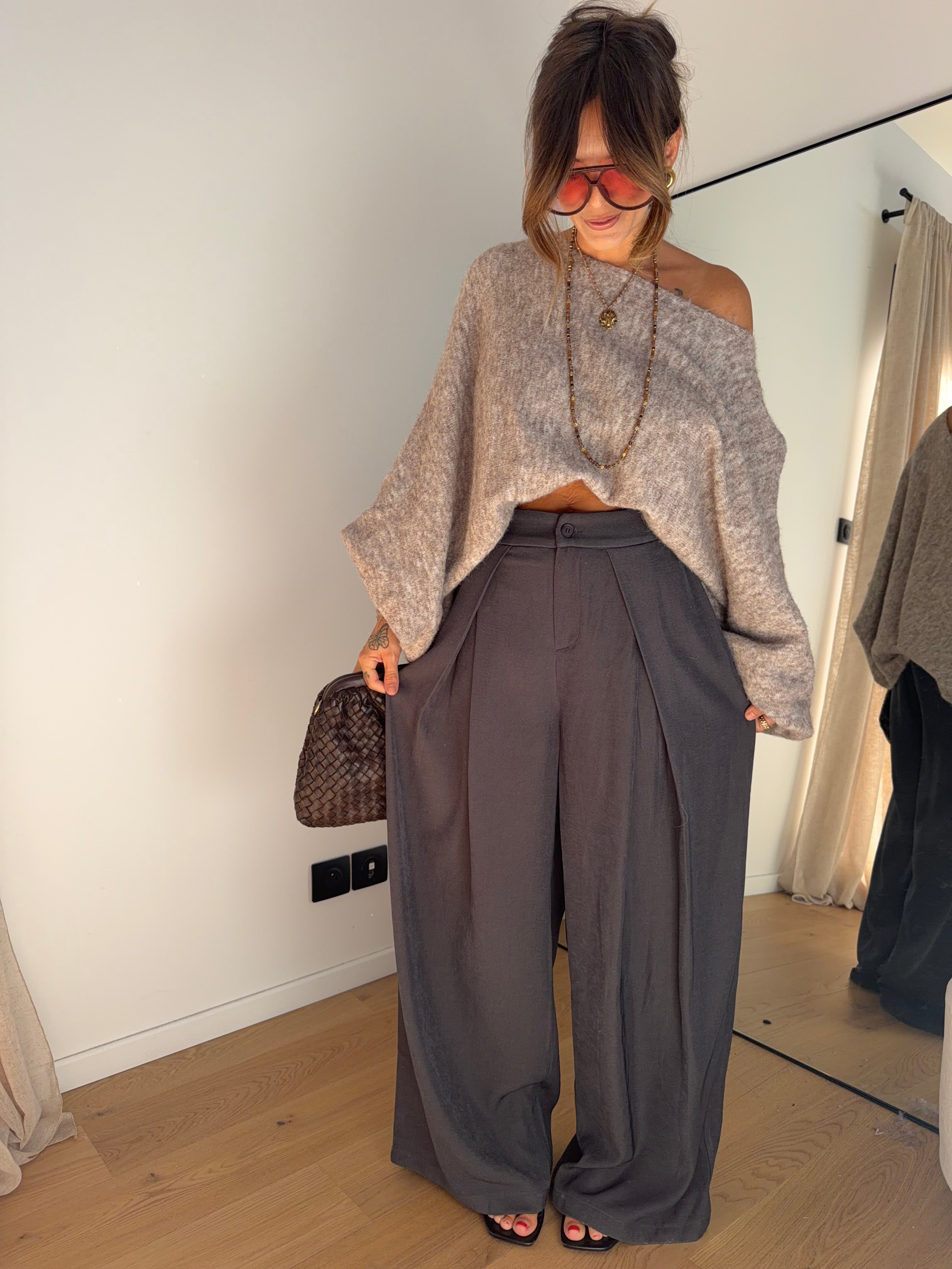 Pantalon droit - gris
