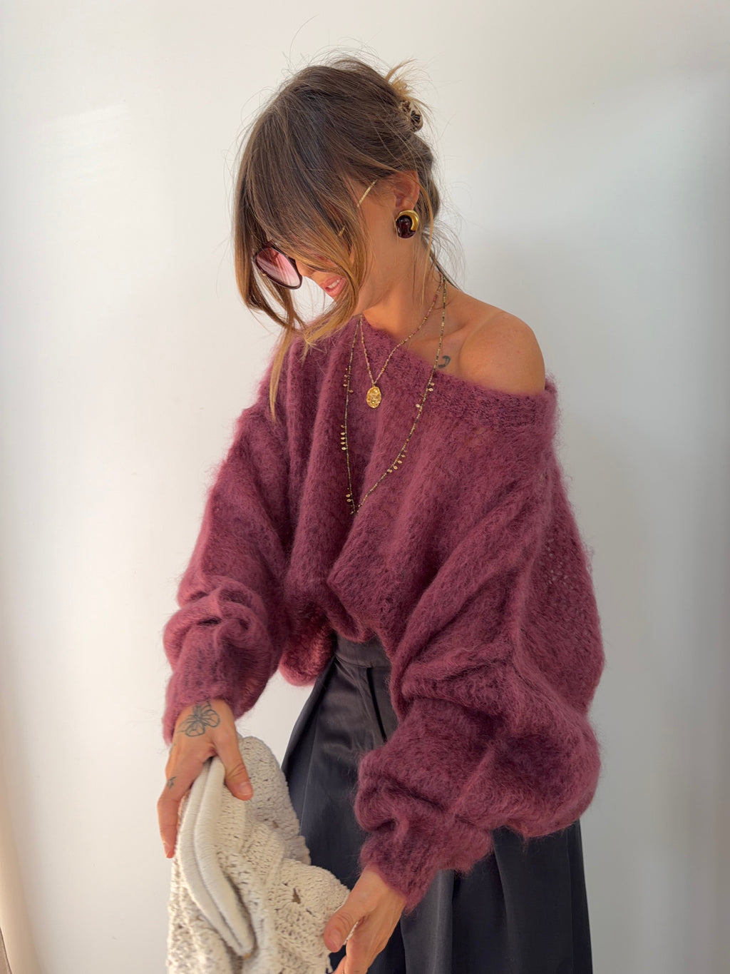 Pull 80% Mohair - vino (pré commande)
