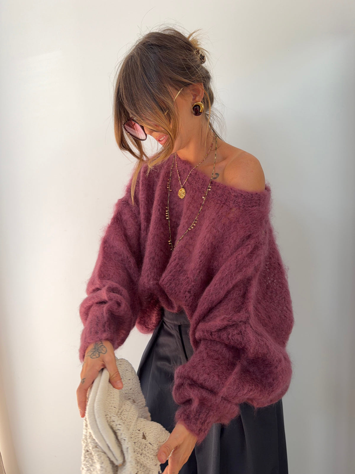 Pull 80% Mohair - vino (pré commande)