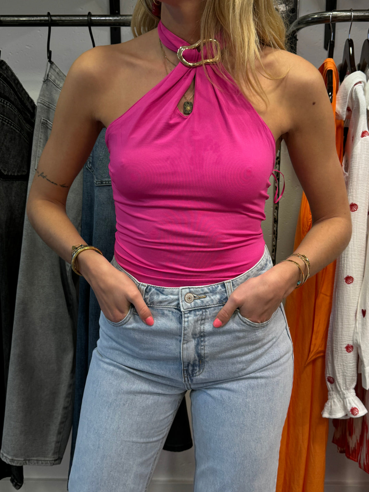 Body à détails - fuchsia