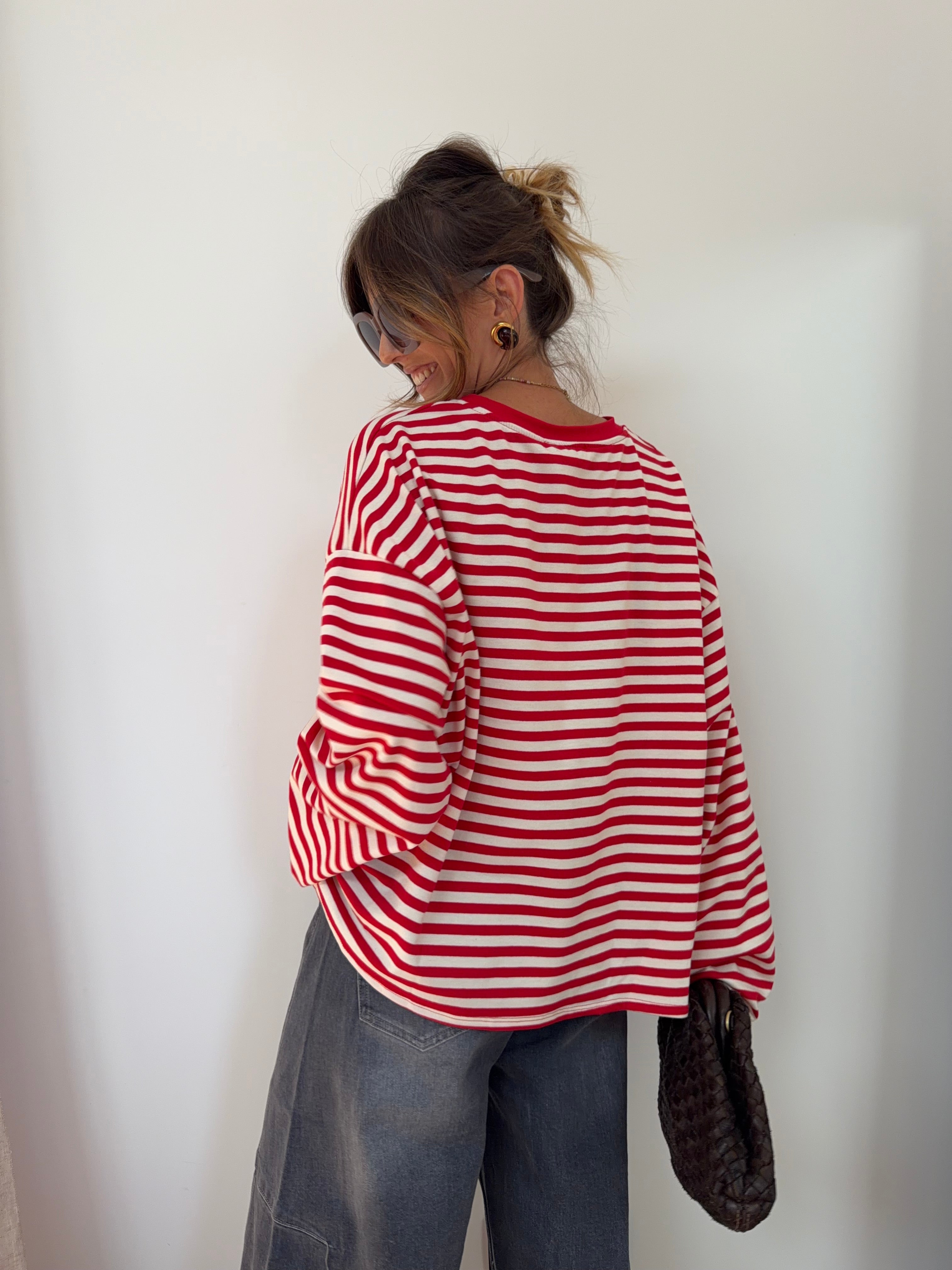 Sweat marinière rouge